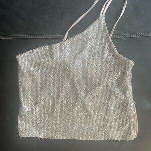 Elegant Silver Sequin Asymmetrical Camisole